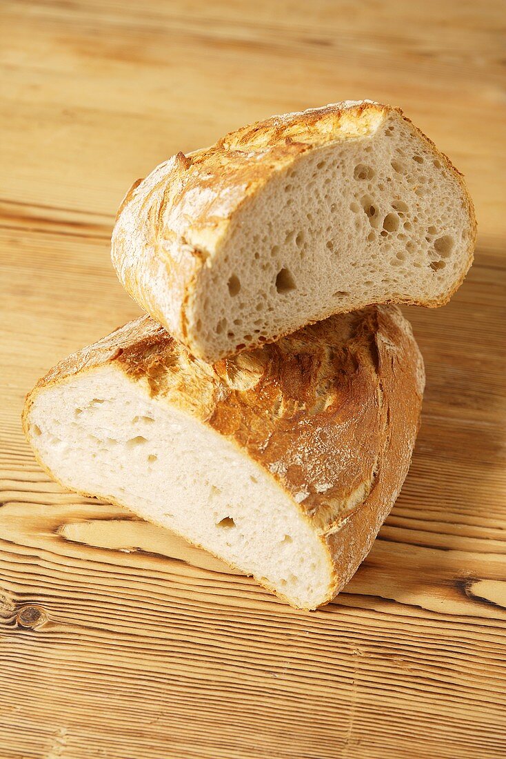 Italian white bread, halved