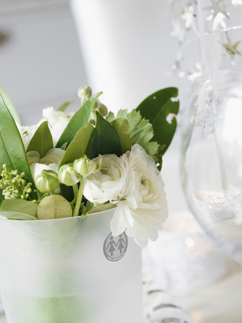 Bunch of white flowers in water