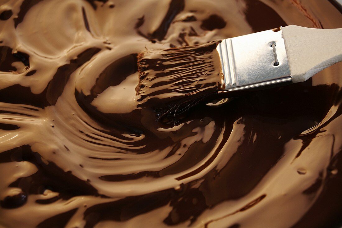 Brushing melted chocolate