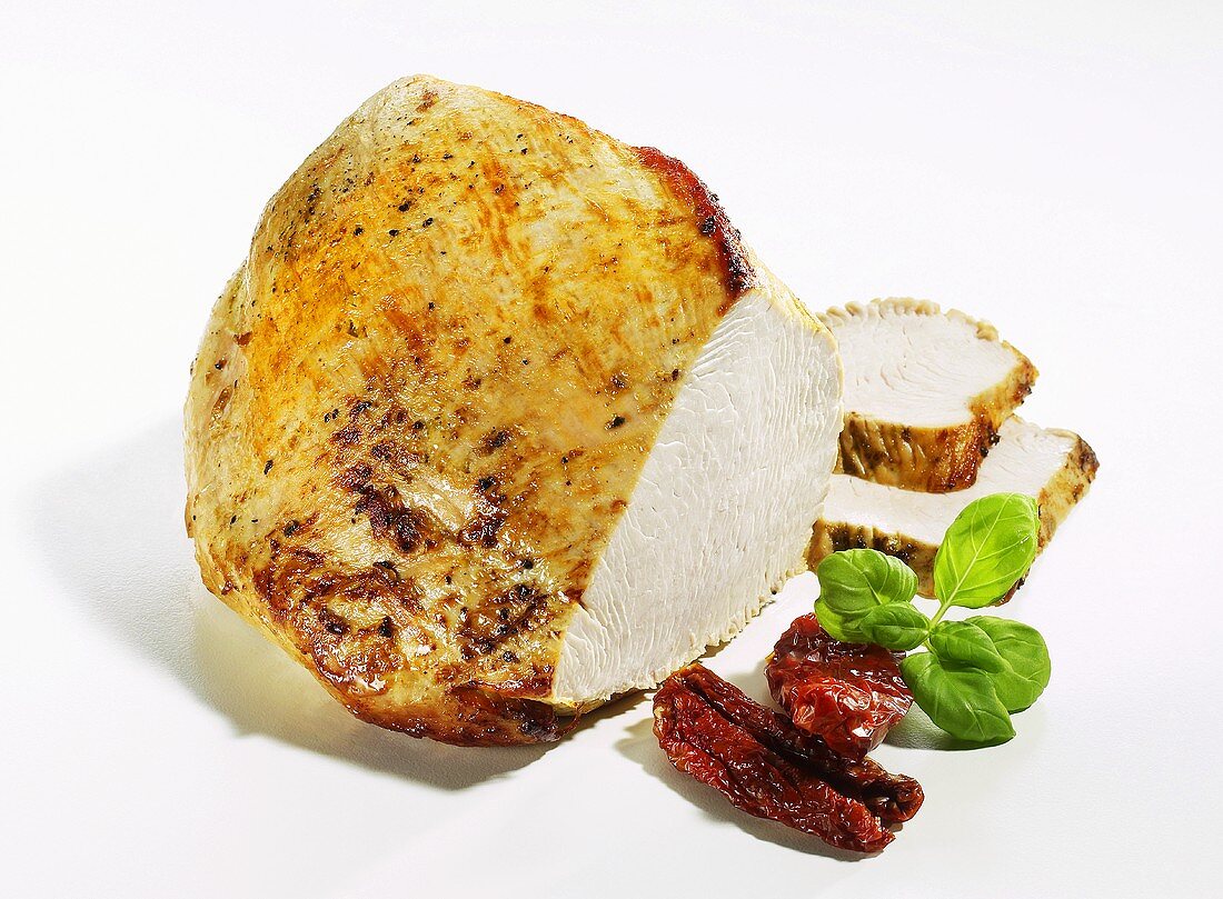 Turkey breast roast, partly carved