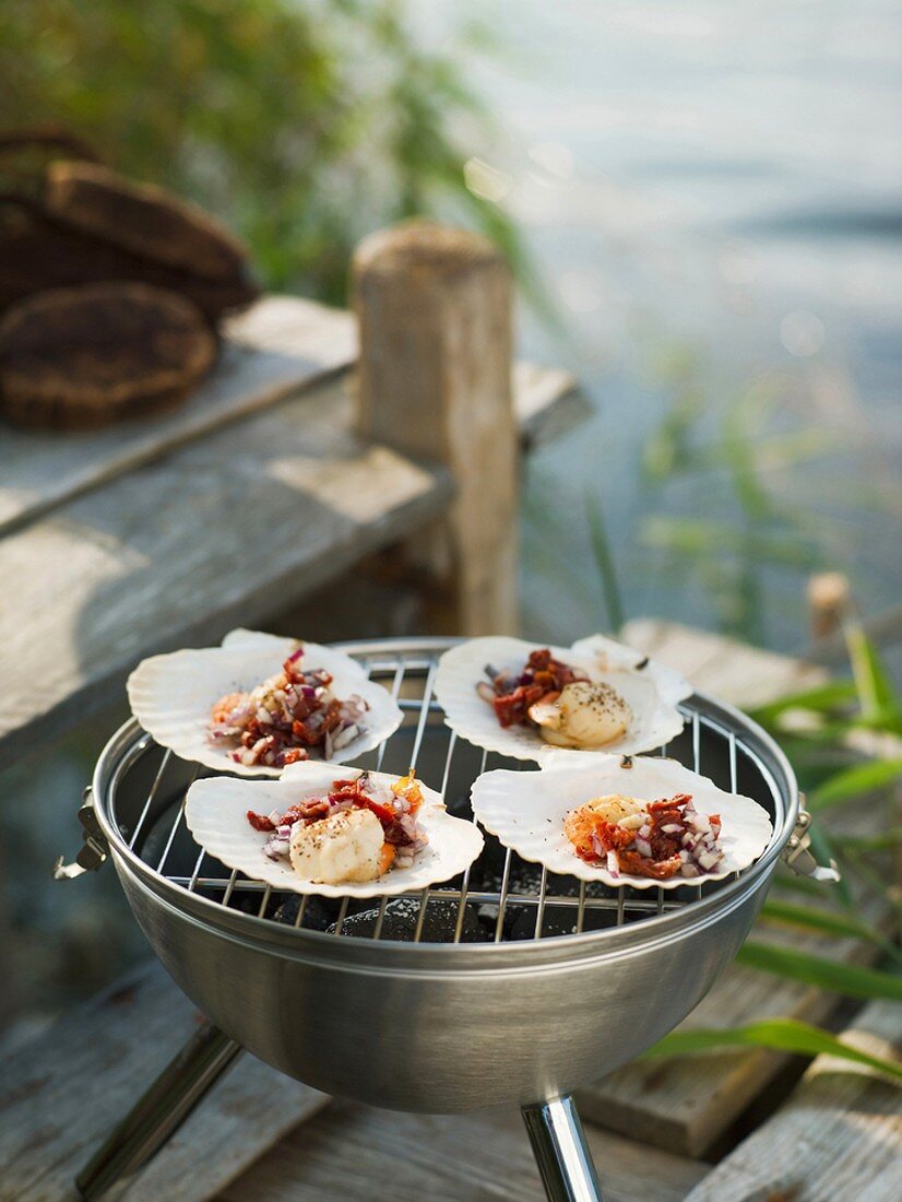 Grilled scallops by sea