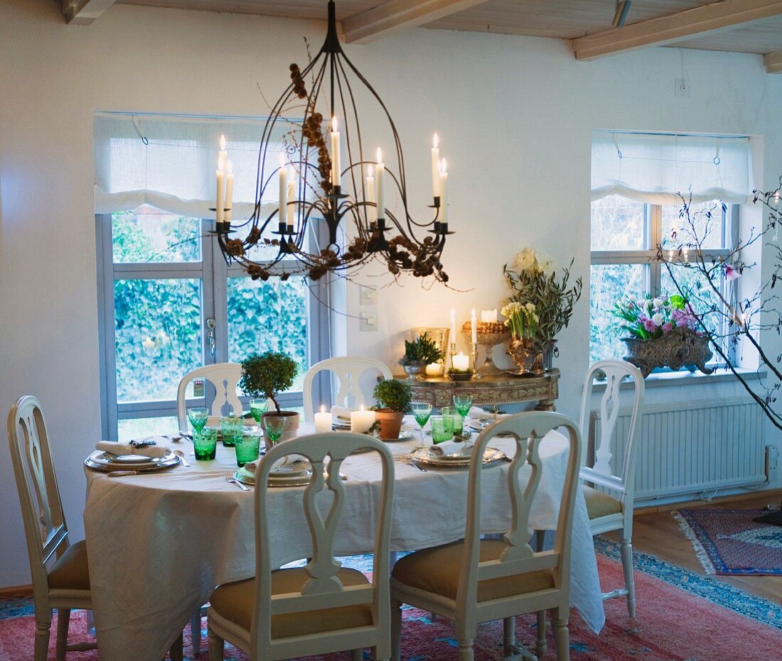 Table laid for a festive meal