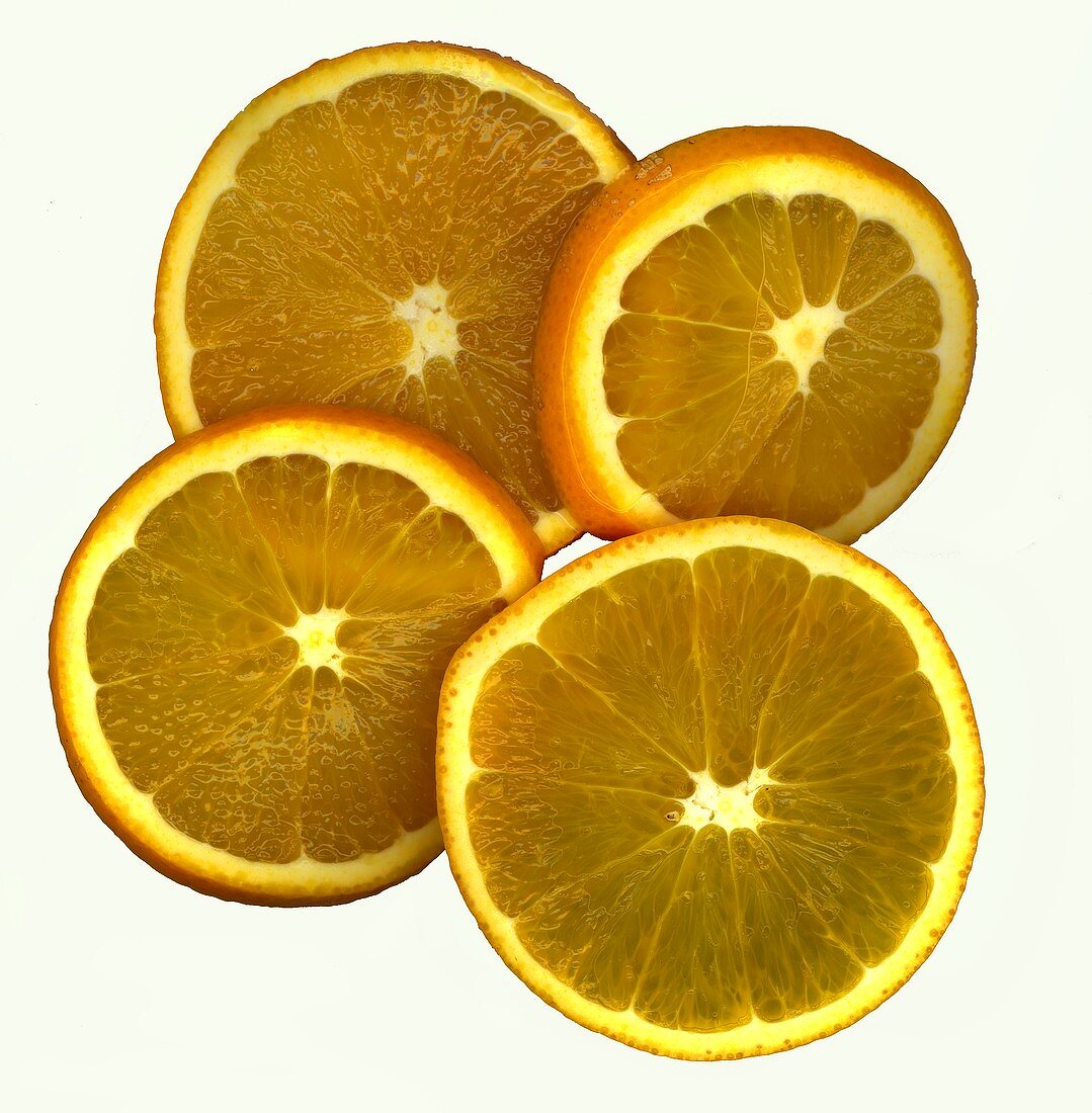Vier Orangenscheiben