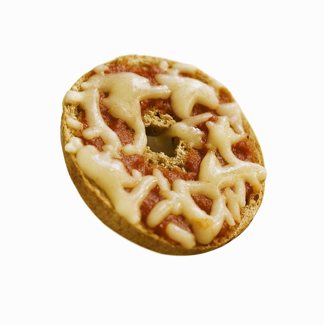 Mini Bagel Pizza on White Background