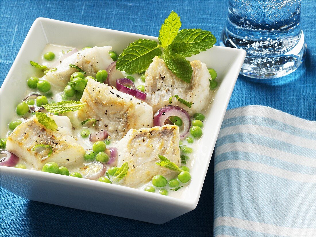 Fish ragout with peas and mint