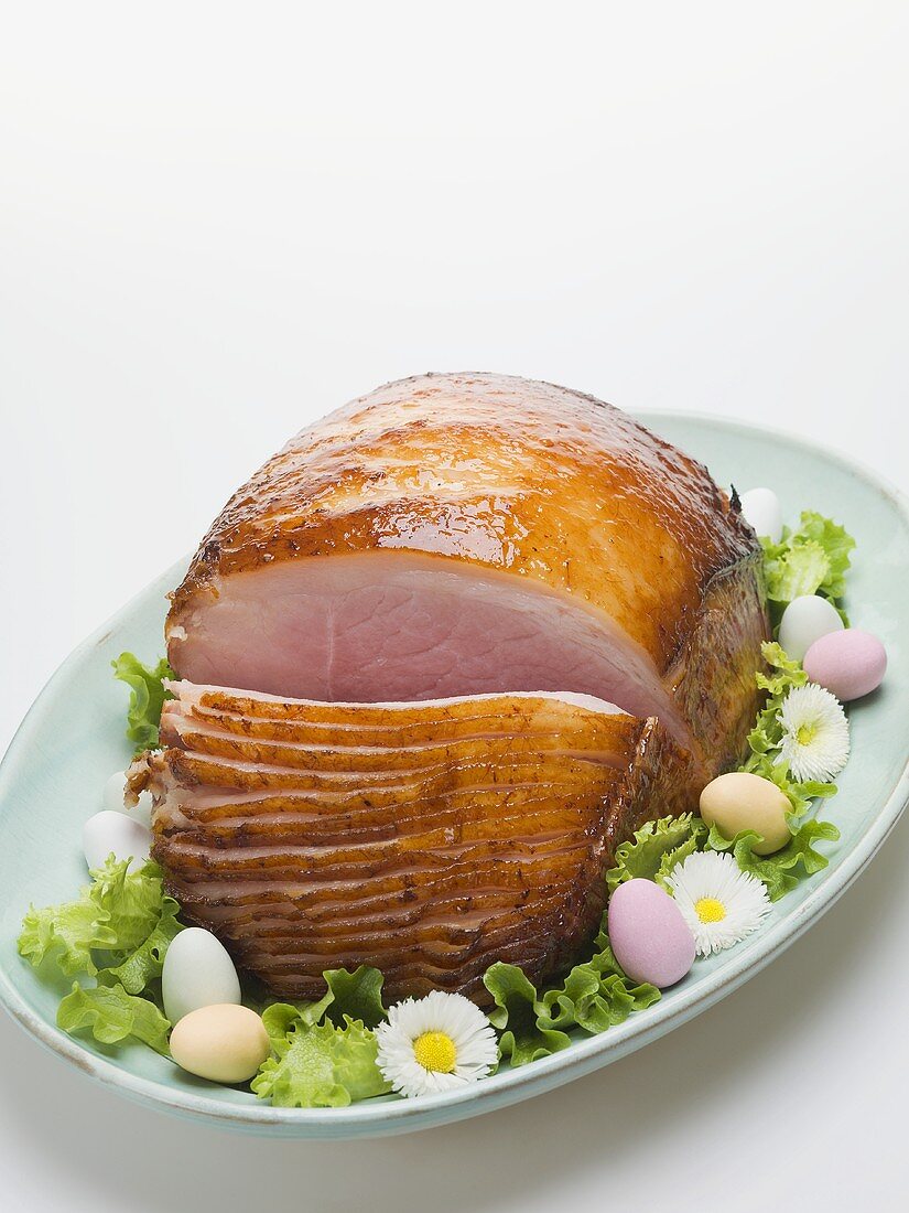 Glazed roast ham for Easter