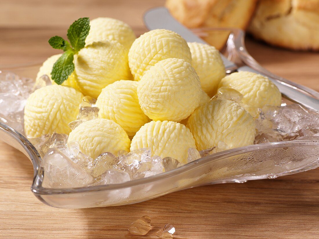 Butter balls on ice