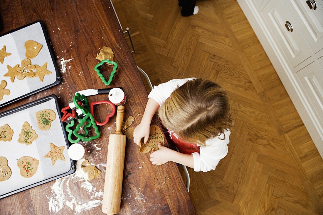 Girl baking gingerbread