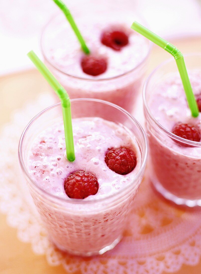 Three raspberry shakes