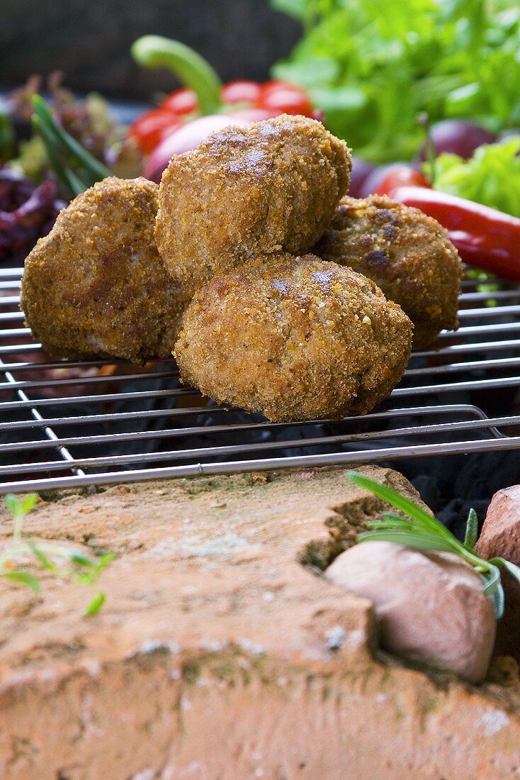 Meatballs on a barbecue