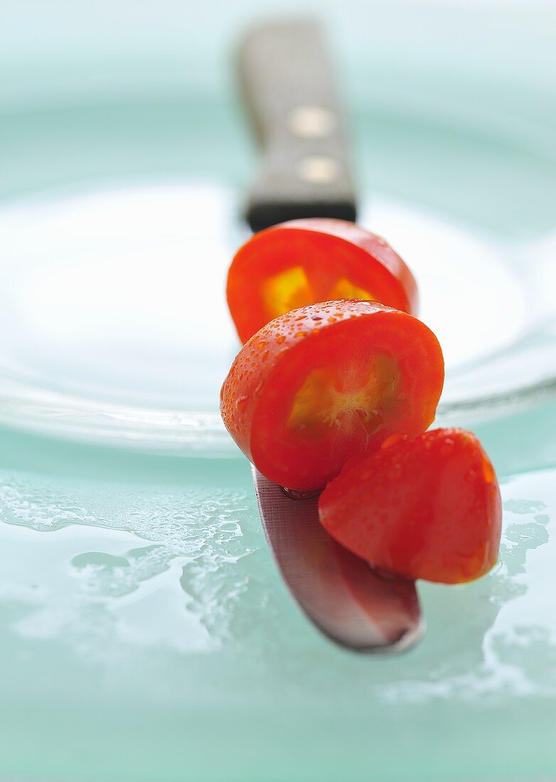 Sliced, red baby tomato, Thailand