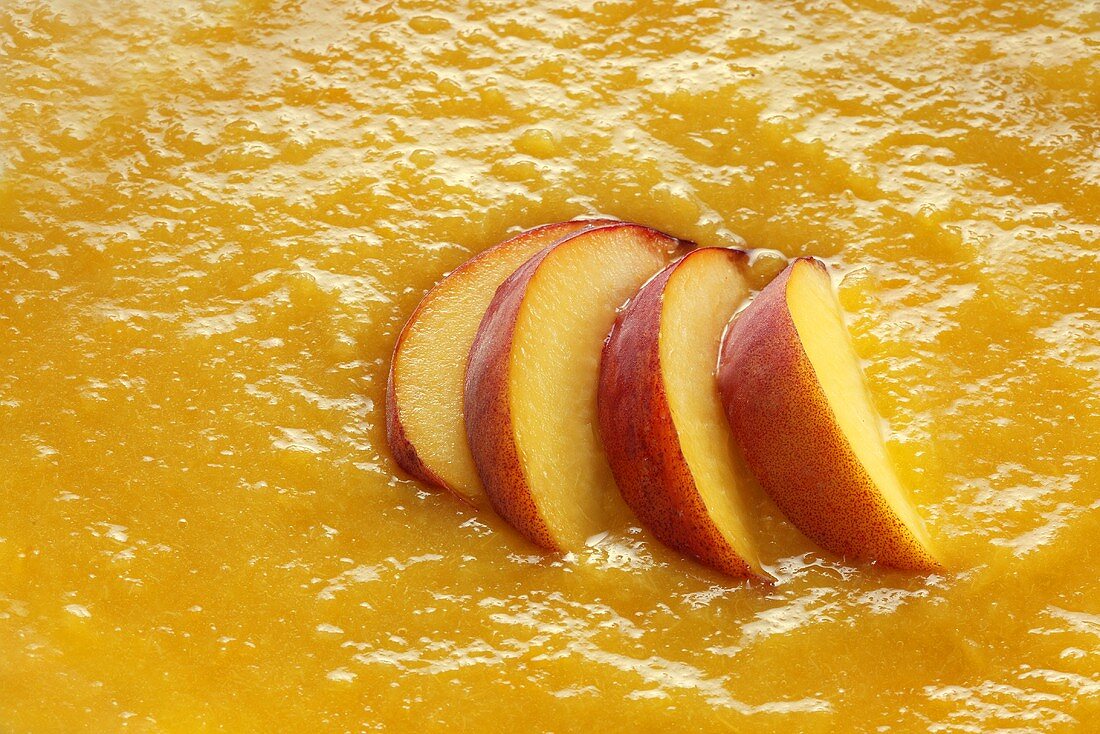 Fruit puree with peach slices