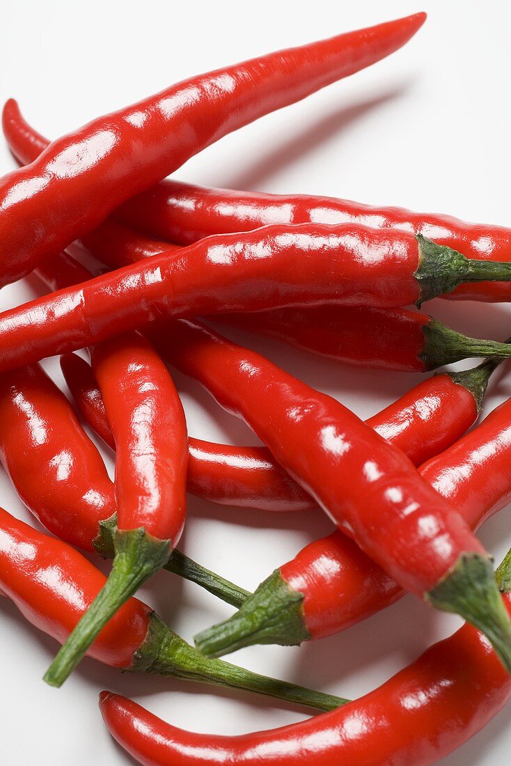 Several red chillies (close-up)