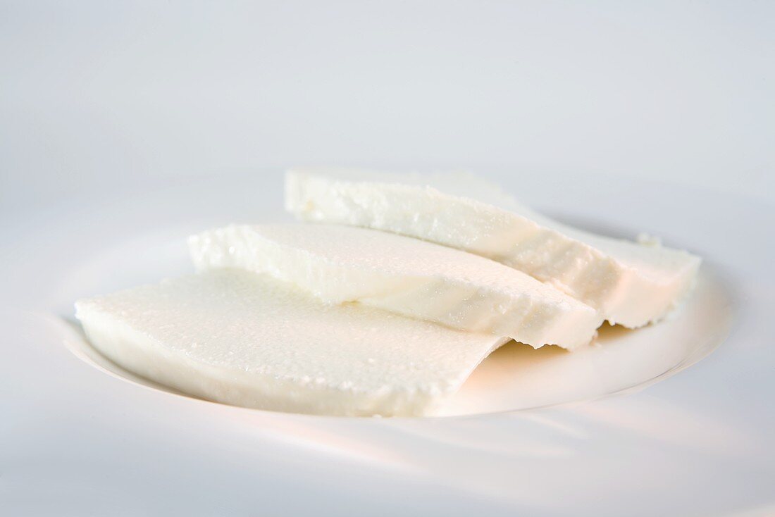 Three slices of ricotta