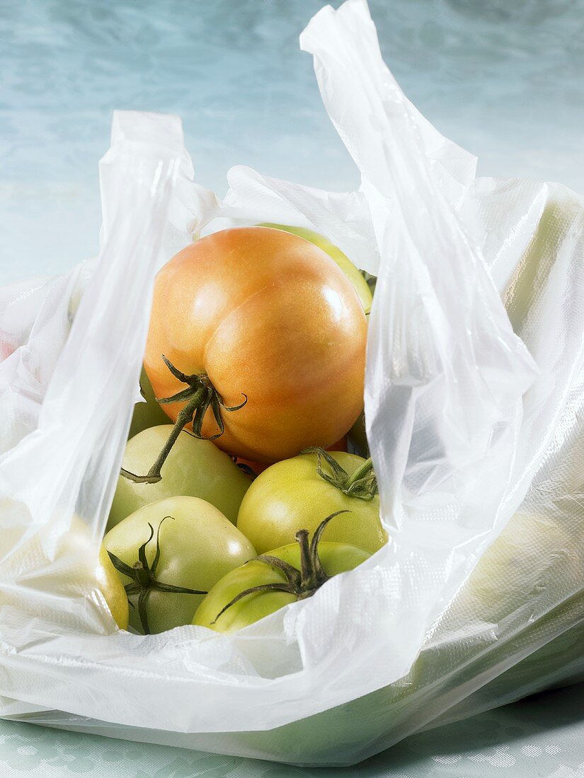Tomatoes in plastic bag