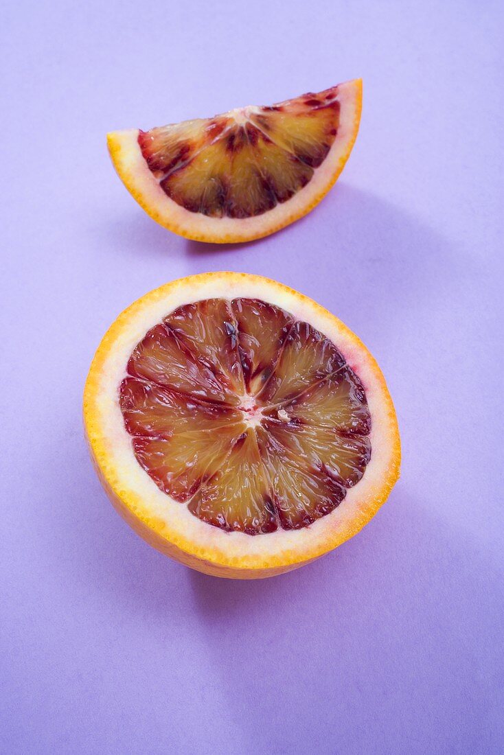 Blood orange: half and a wedge