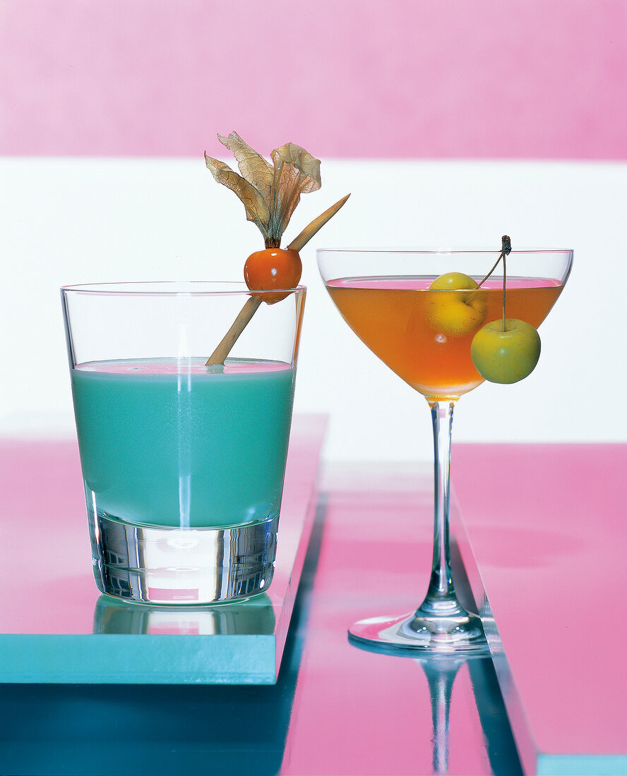 Two different cocktails in cocktail glass