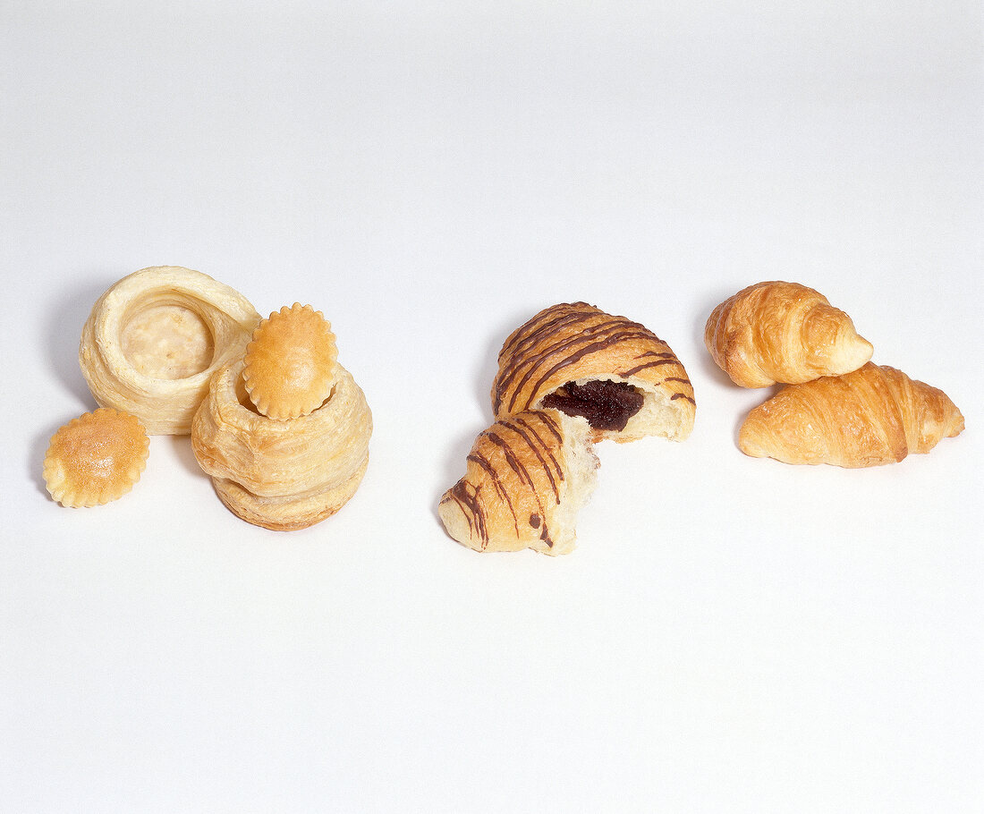 Puff pastries on white background