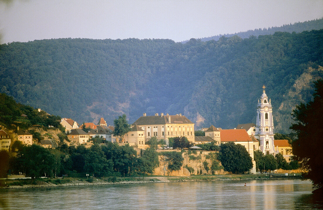 View of Durnstein on Danube river, Austria