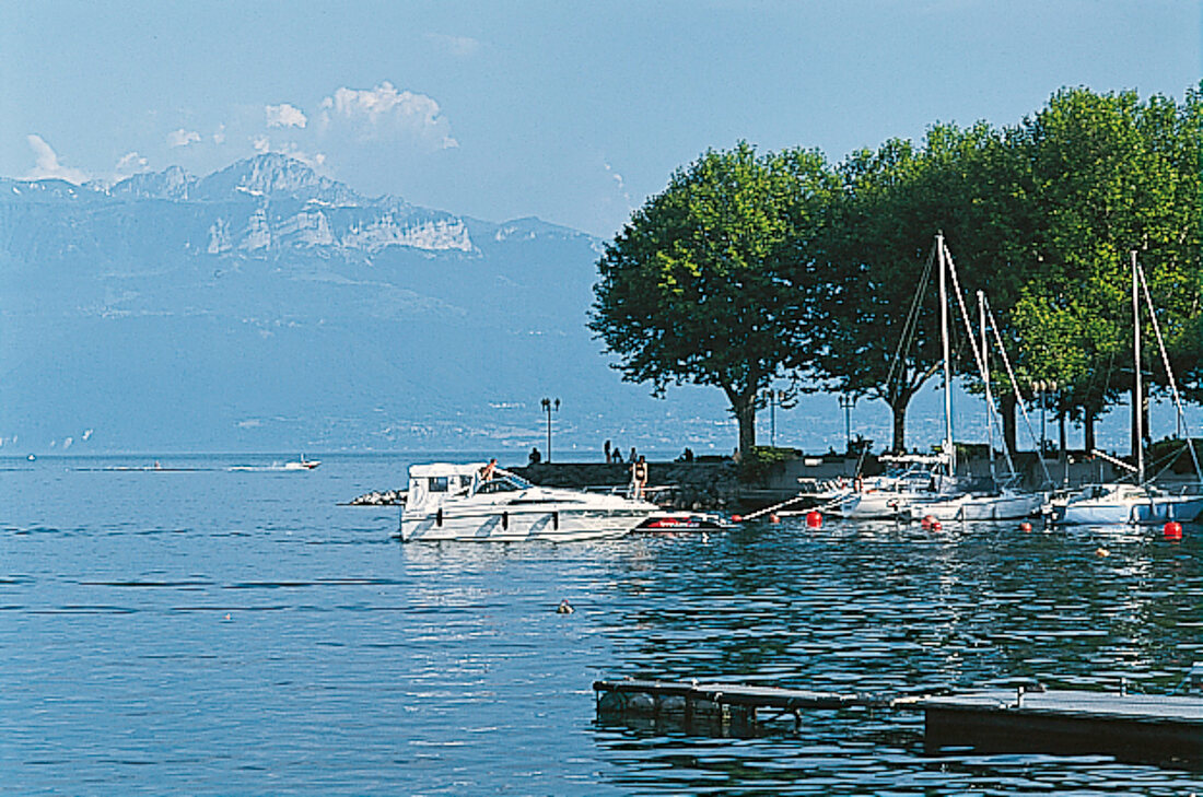 Ein Yachthafen am Genfer See bei Vufflens-le-Château