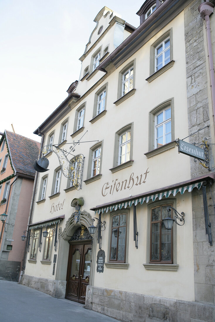 Exterior of Hotel Eisenhut in Rothenburg ob der Tauber, Germany