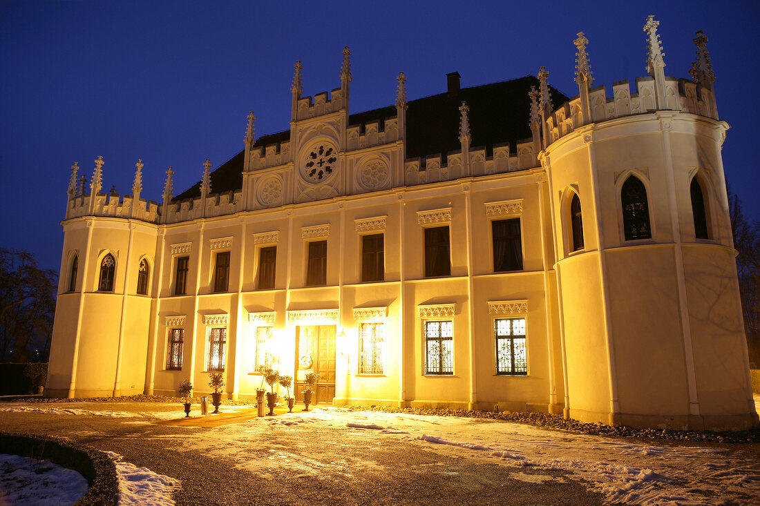 Facade of restaurant at dusk, Germany