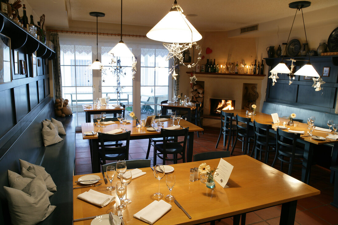 Tables laid in restaurant, Germany