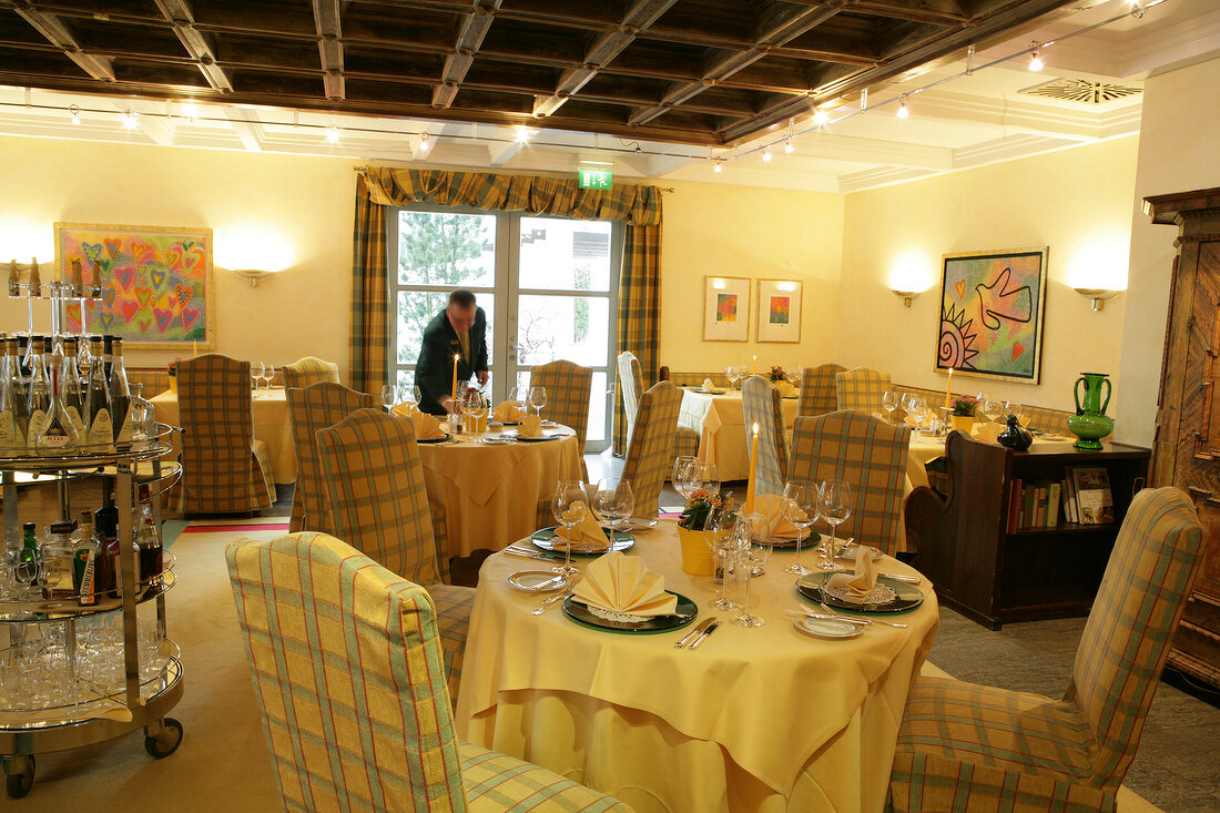 Tables laid in restaurant, Germany