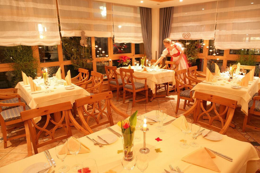 Tables laid in restaurant, Germany