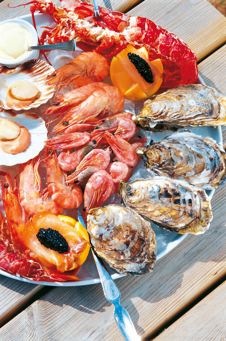 Fresh seafood on plate at The Old Passage Inn