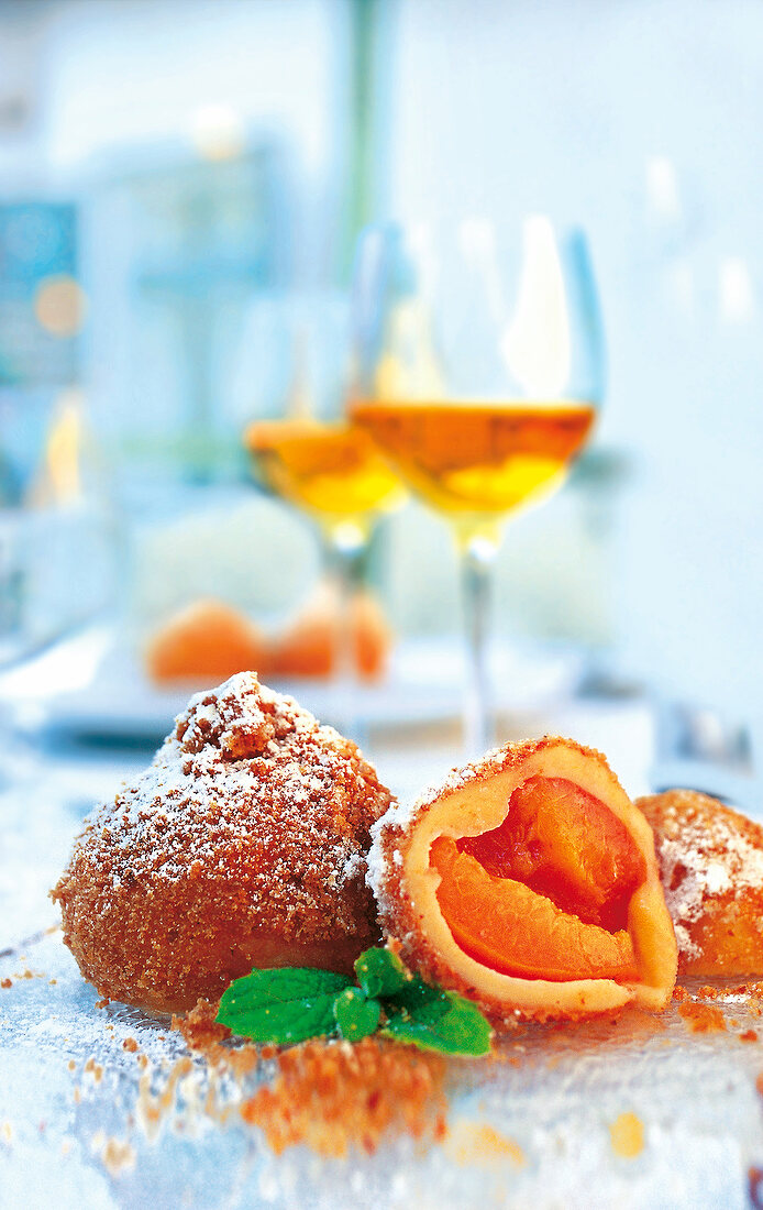 Close-up of apricot dumplings