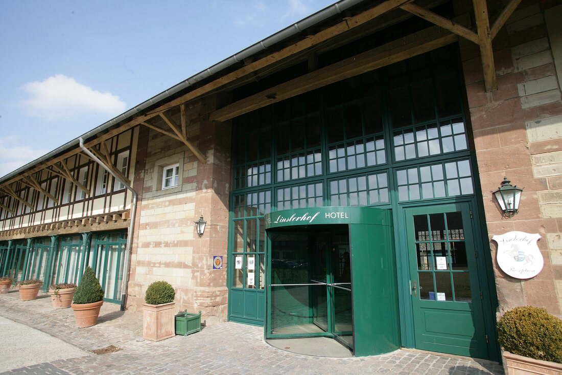 View of entrance of hotel, Germany