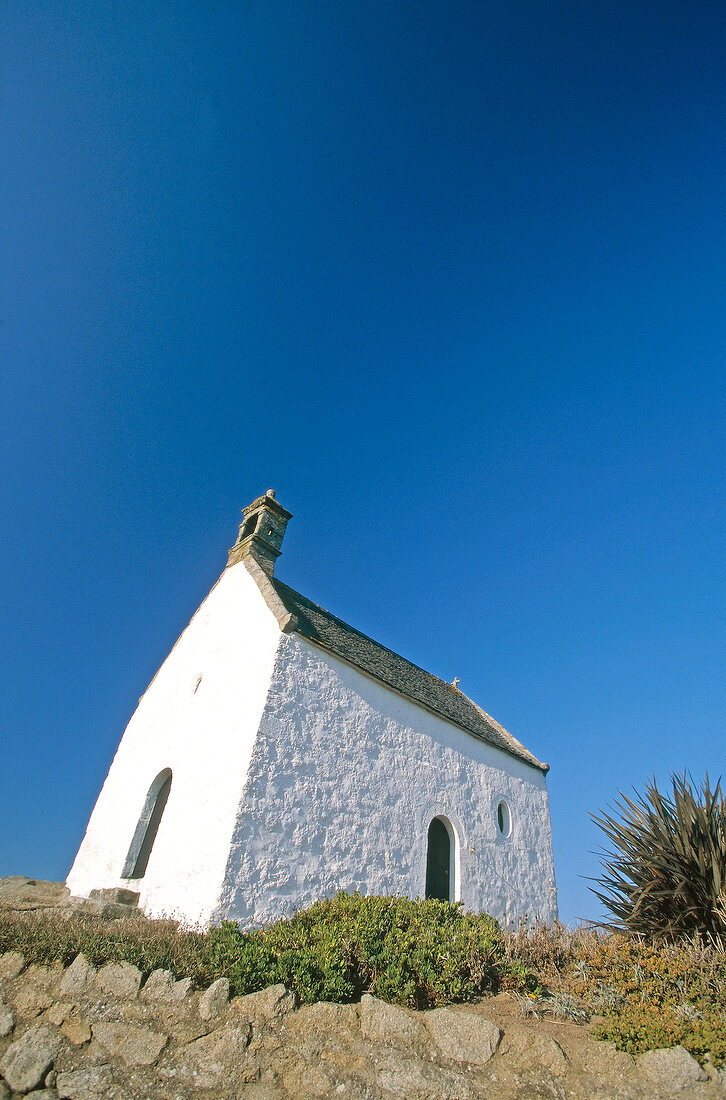 Low angle view of The Chapel of Roscoff, Brittany, France