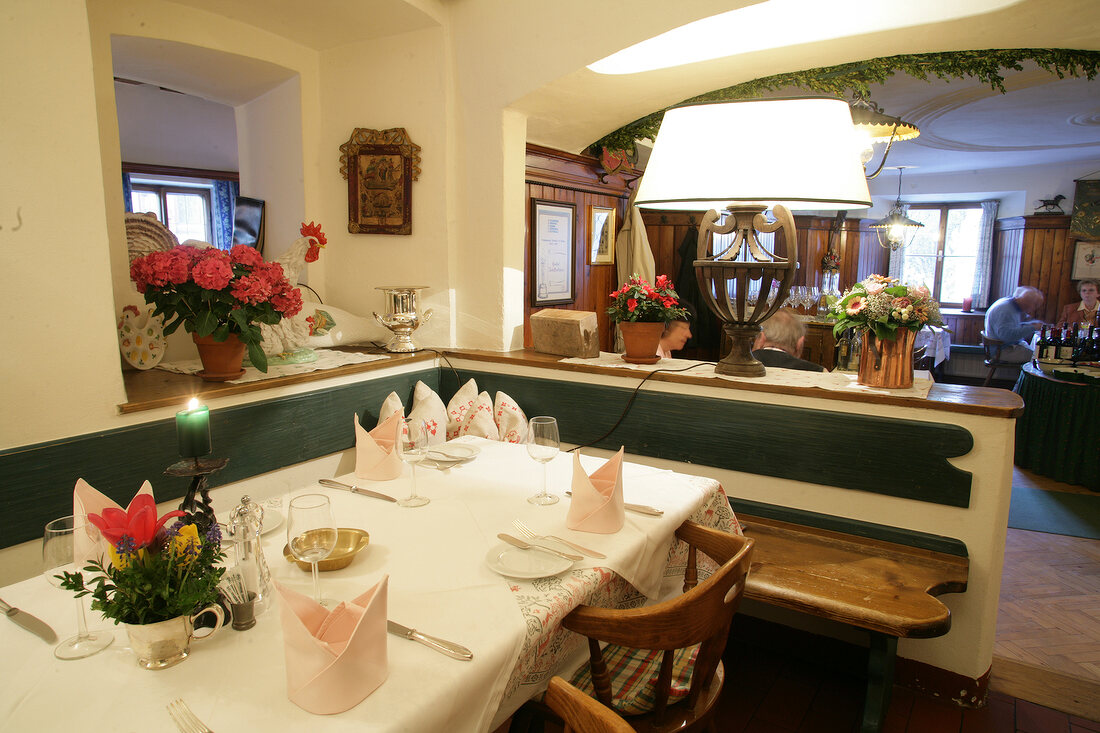 Tables laid in restaurant, Austria