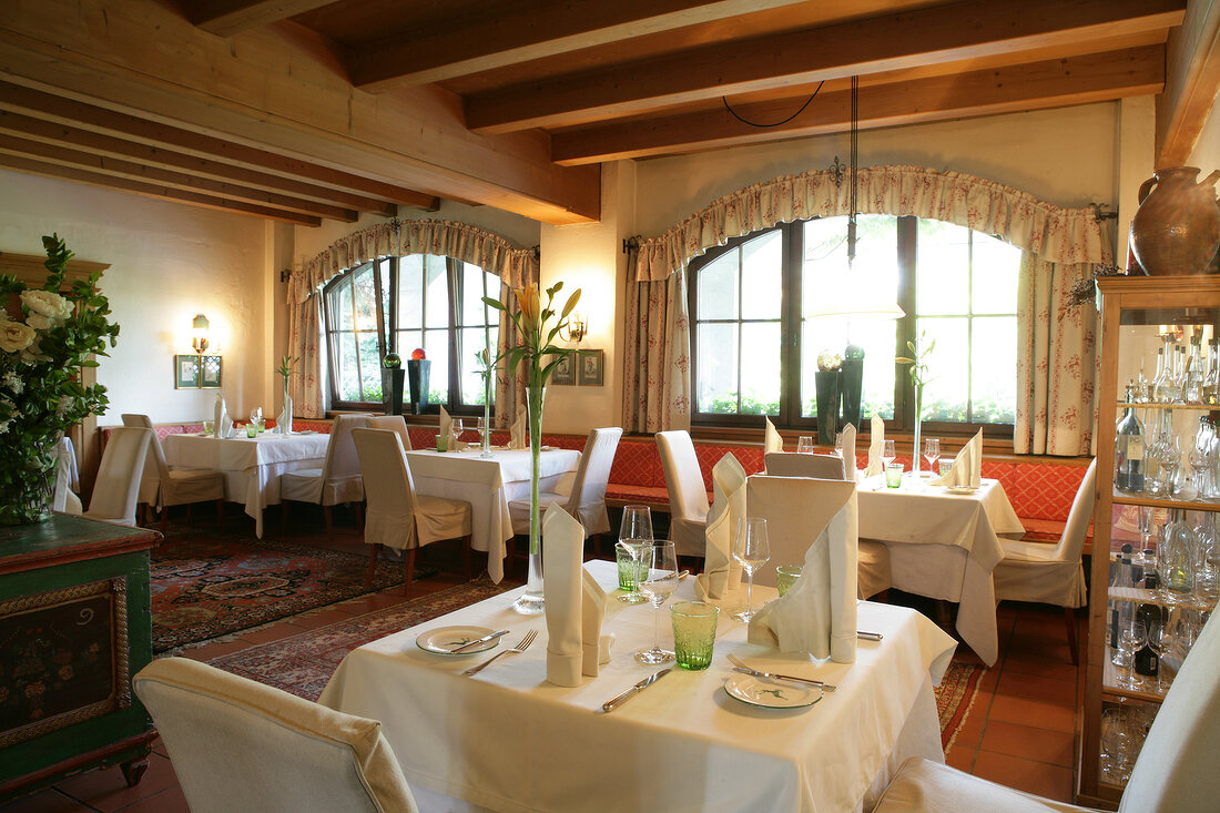 Tables laid in restaurant, Austria