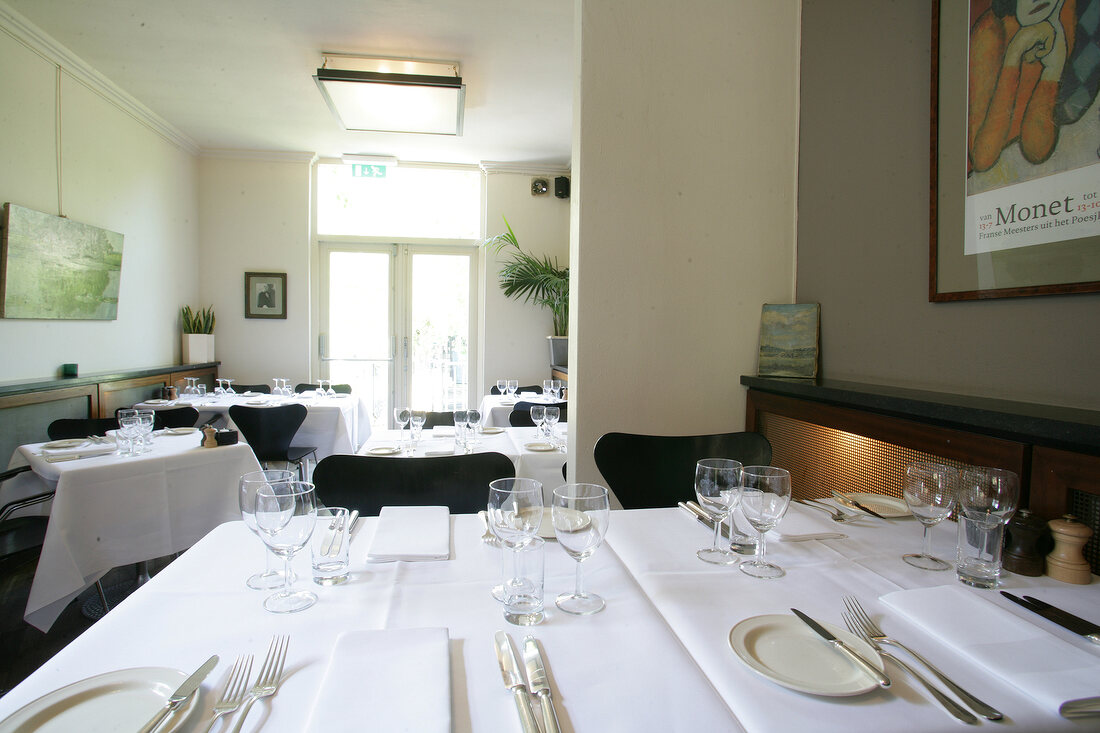 Tables laid in restaurant, Netherlands