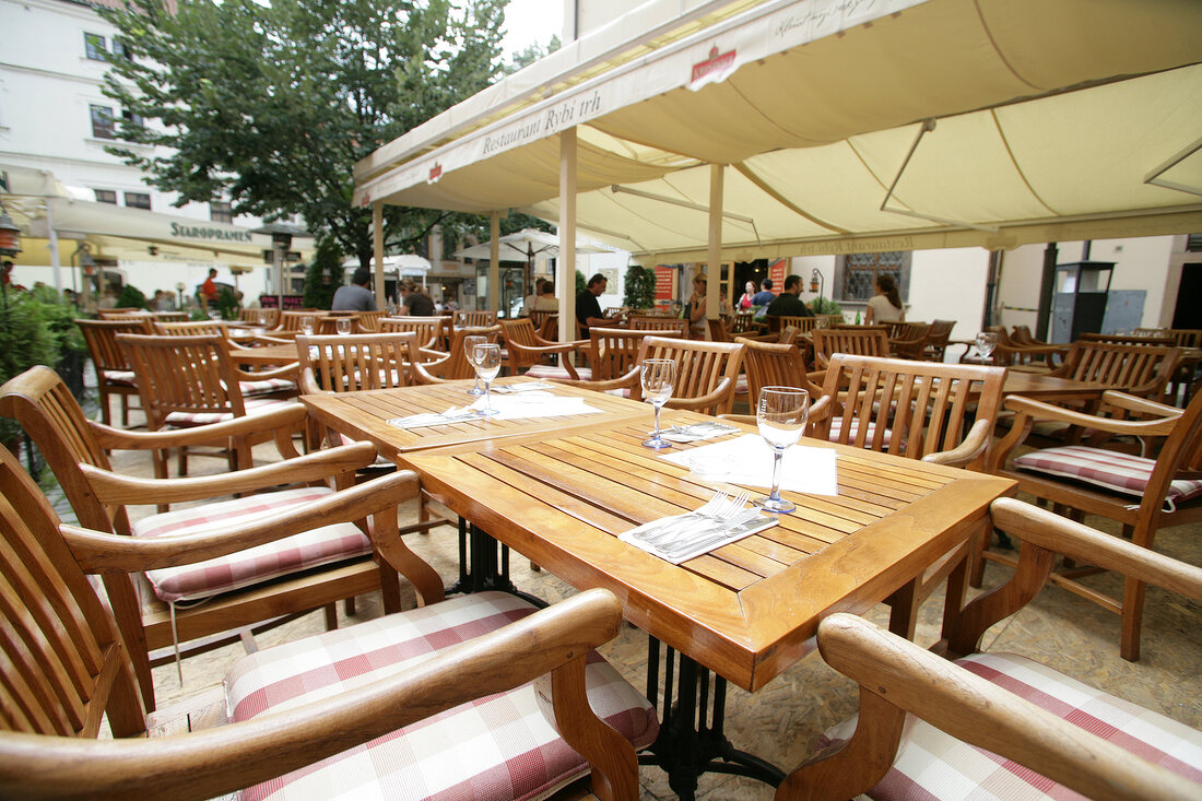 Tables laid in restaurant, Czech Republic