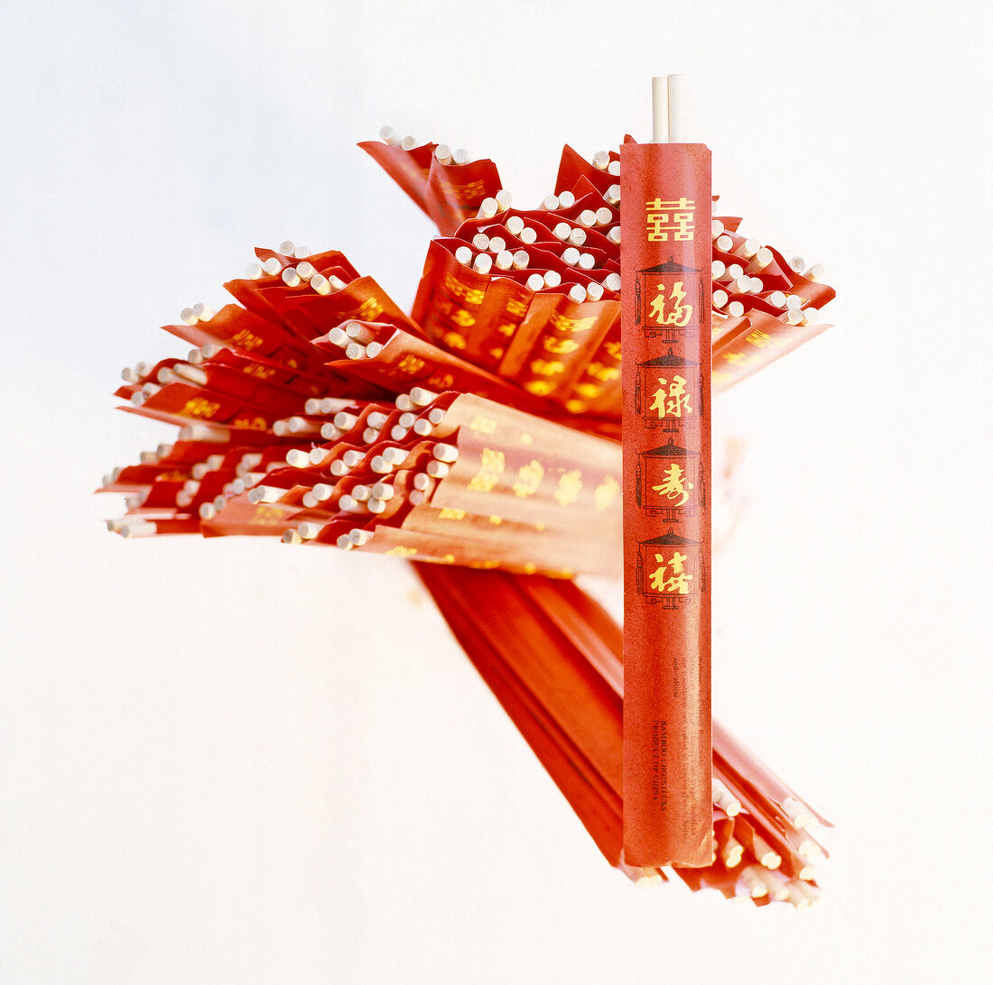 Asian chopsticks on white background