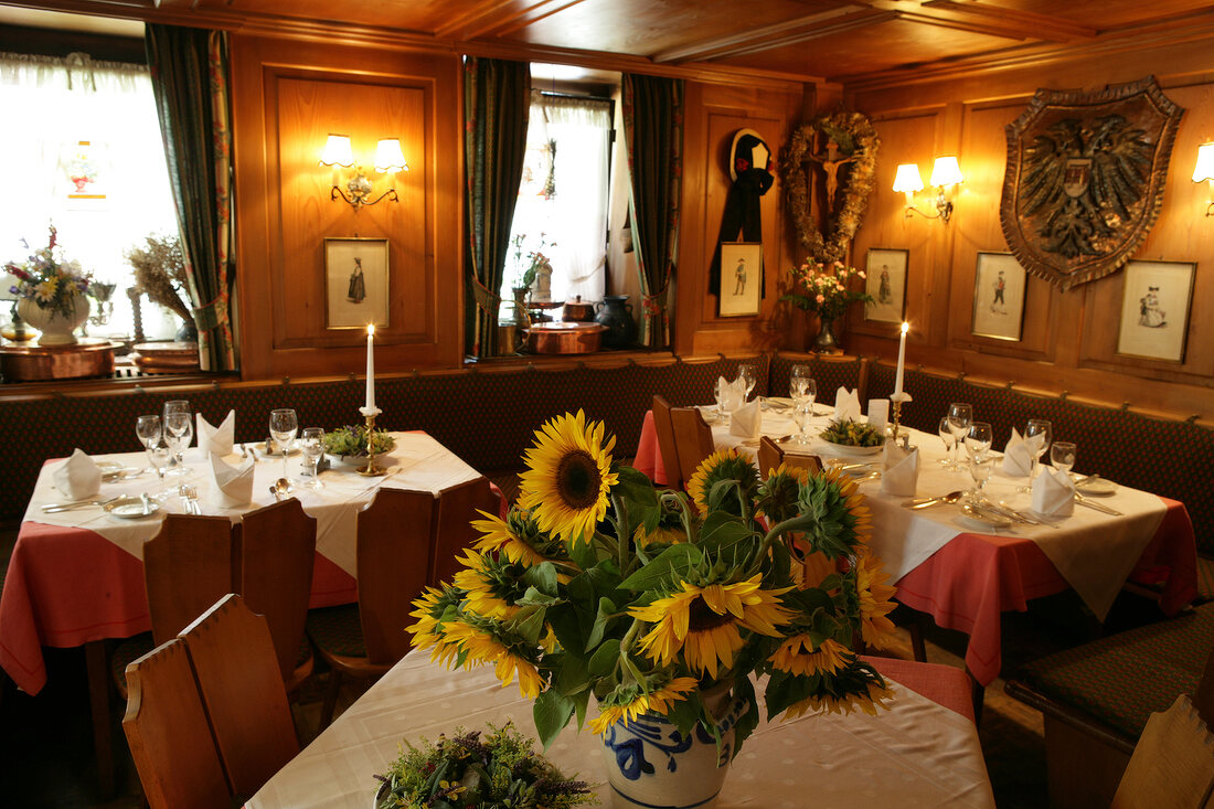 Tables laid in restaurant, Germany