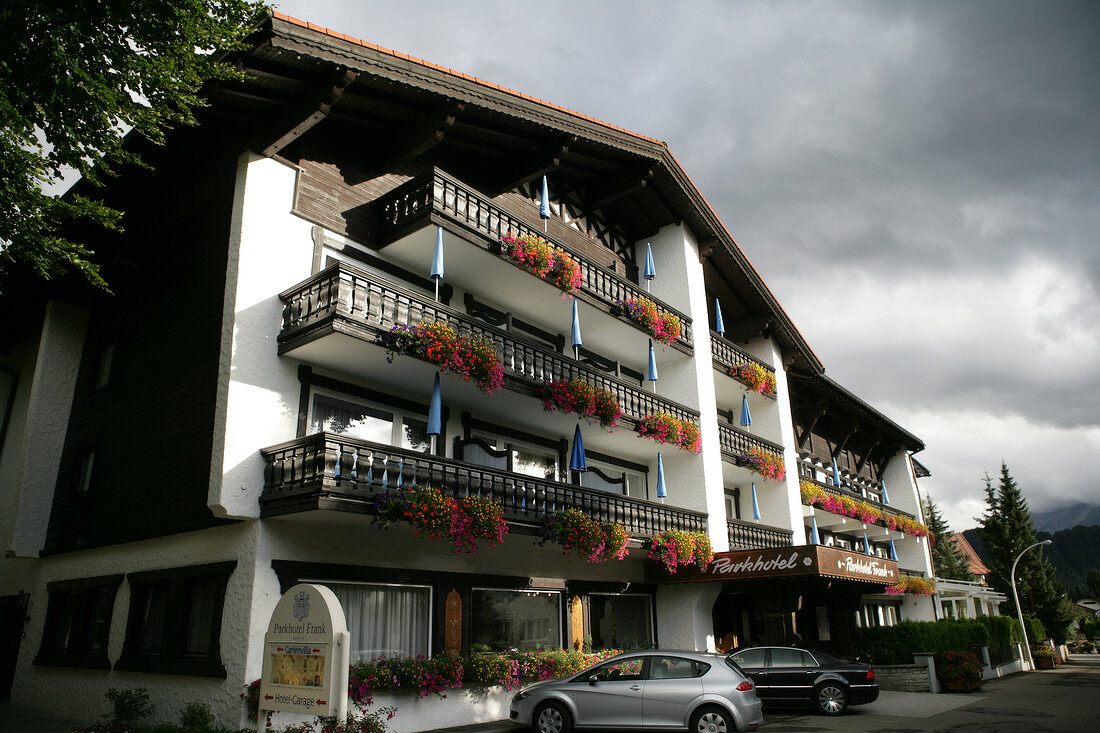 Low angle view of Park hotel Frank in Bavaria, Germany