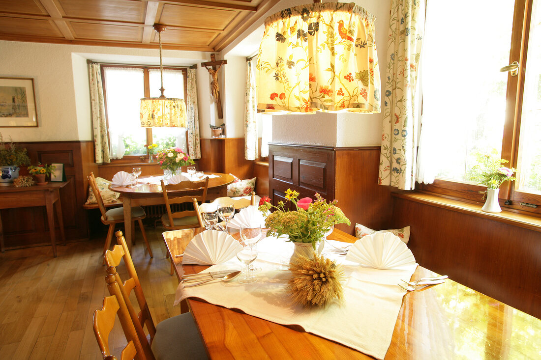 Interior of restaurants with tables and chairs in hotel