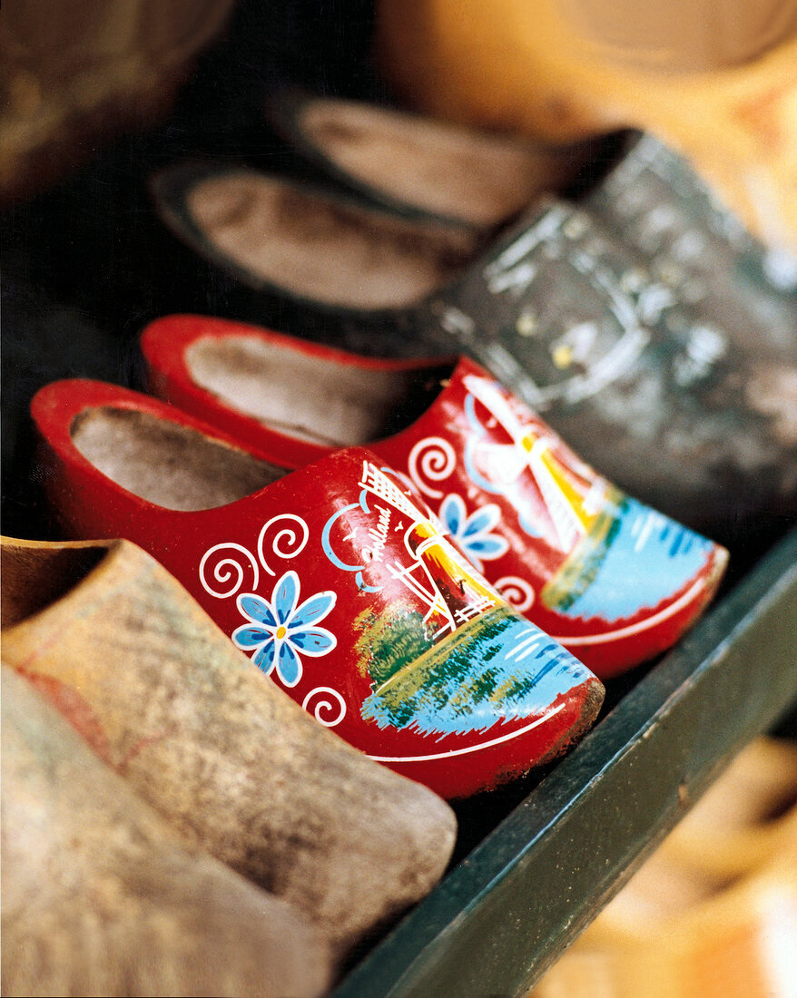 Close-up of clogs in traditional Dutch style