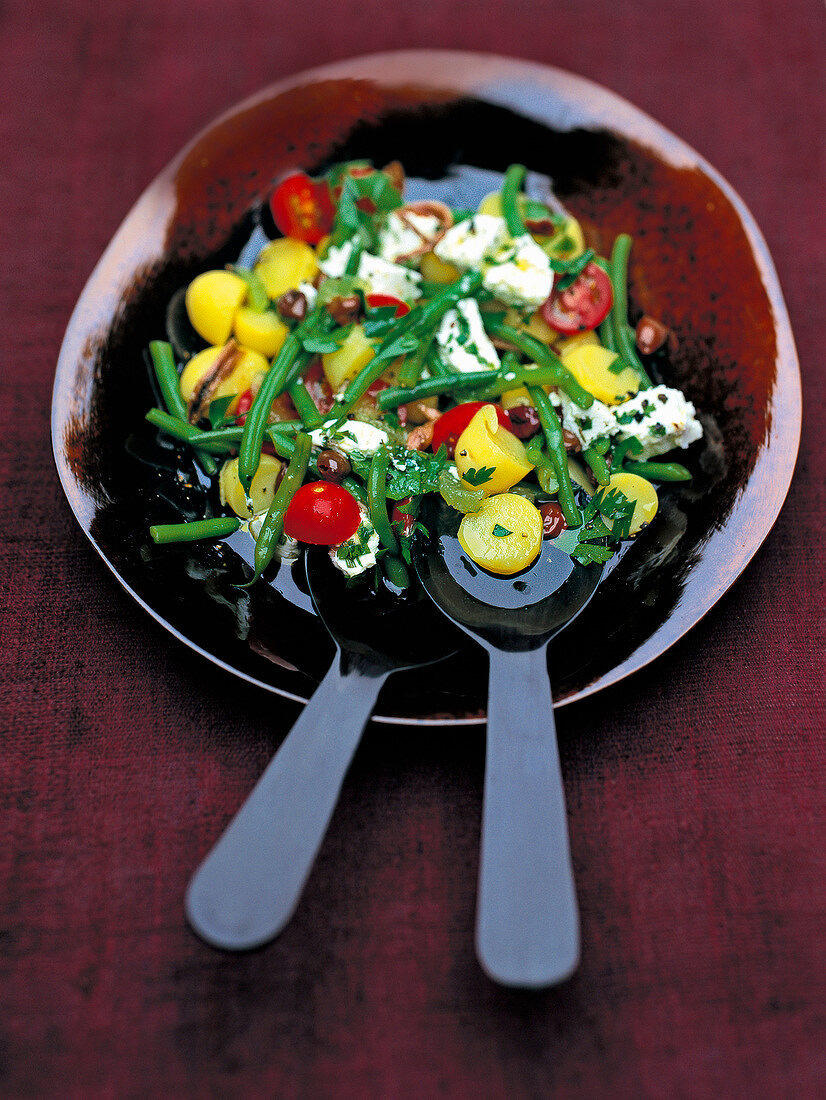 Mediterranean potato salad on plate