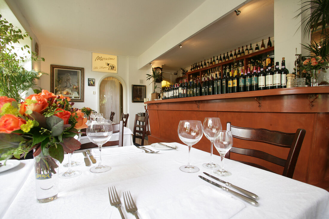 Tables laid in restaurant, Germany