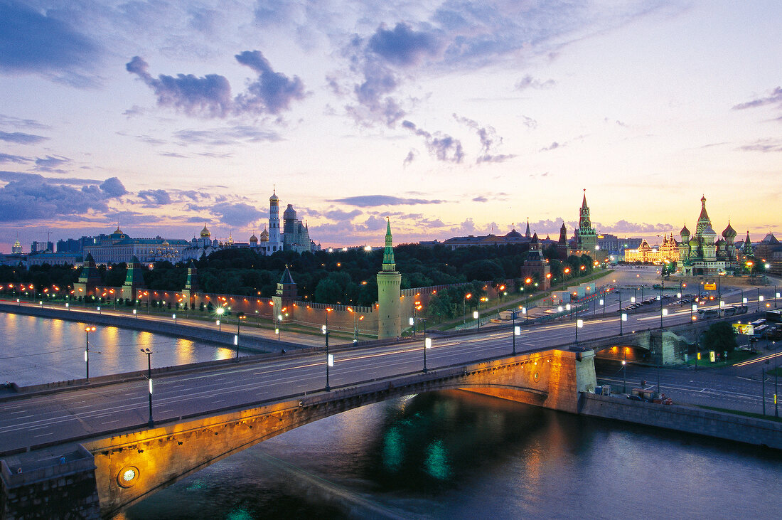 Skyline in Red Square at sunrise, Moscow, Russia