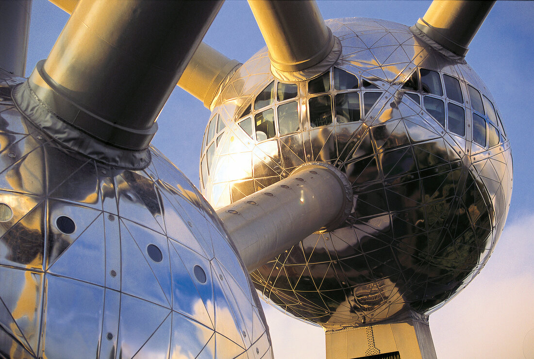 Close-up of Atomium city's landmark, Brussels, Belgium