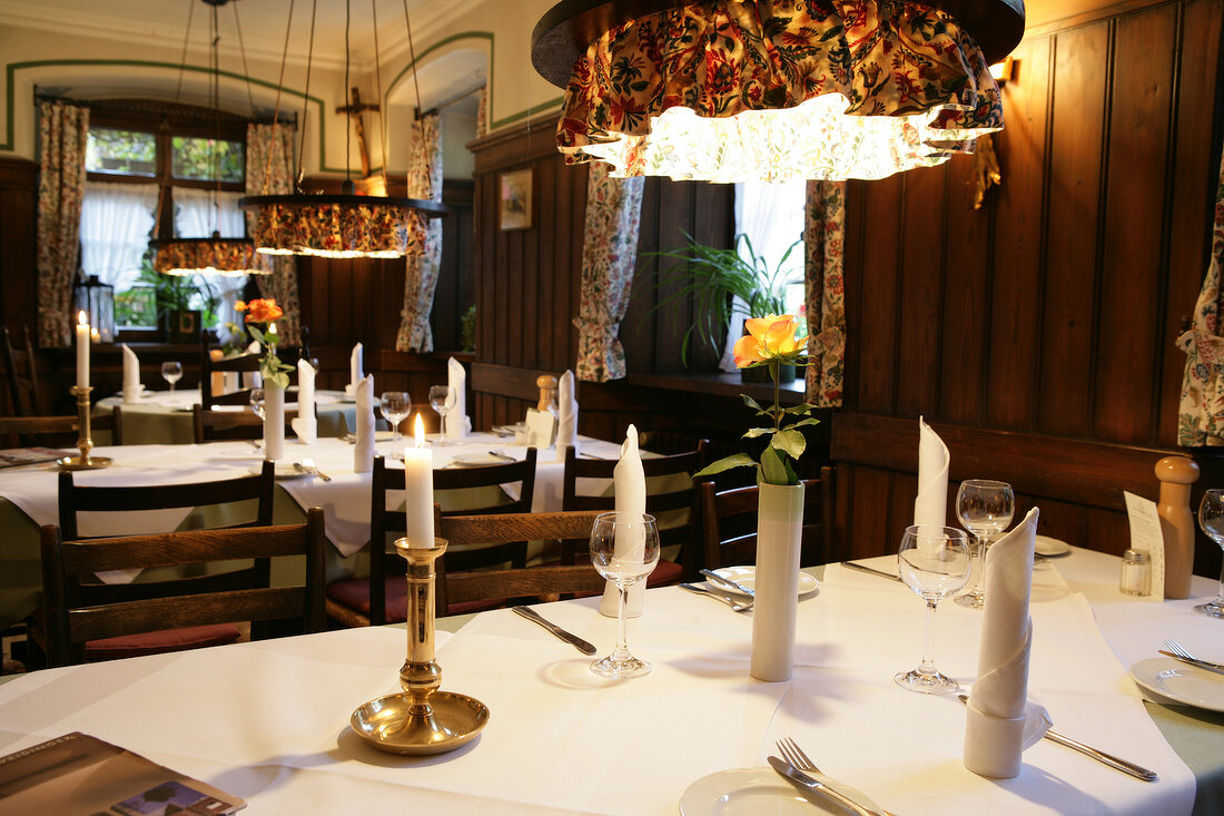 Tables laid in restaurant, Germany