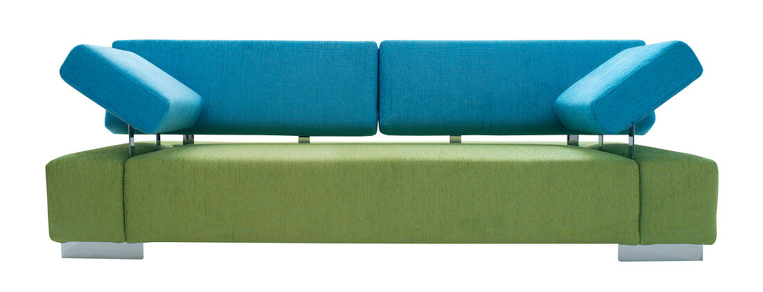 Sofa mit Armlehnen und Rückenteil mit Bezug in grün und türkis