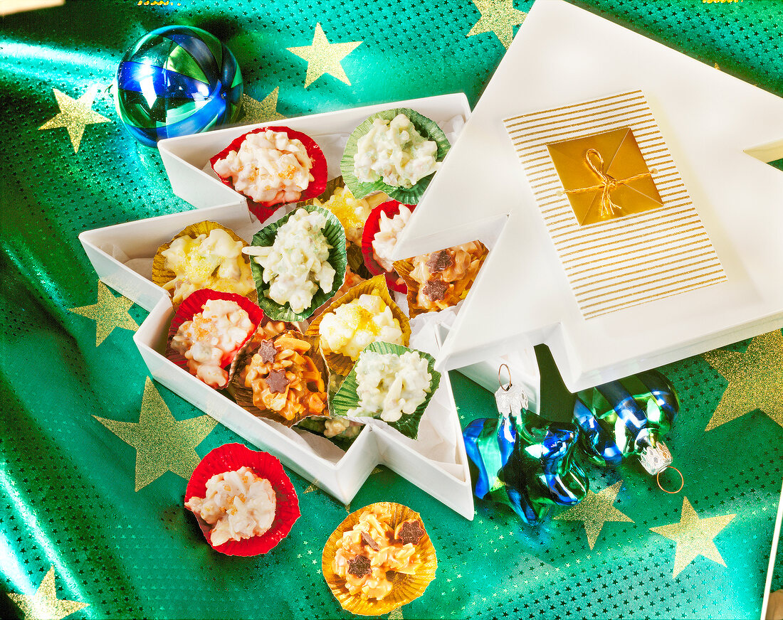 Christmas sweets in white gift box