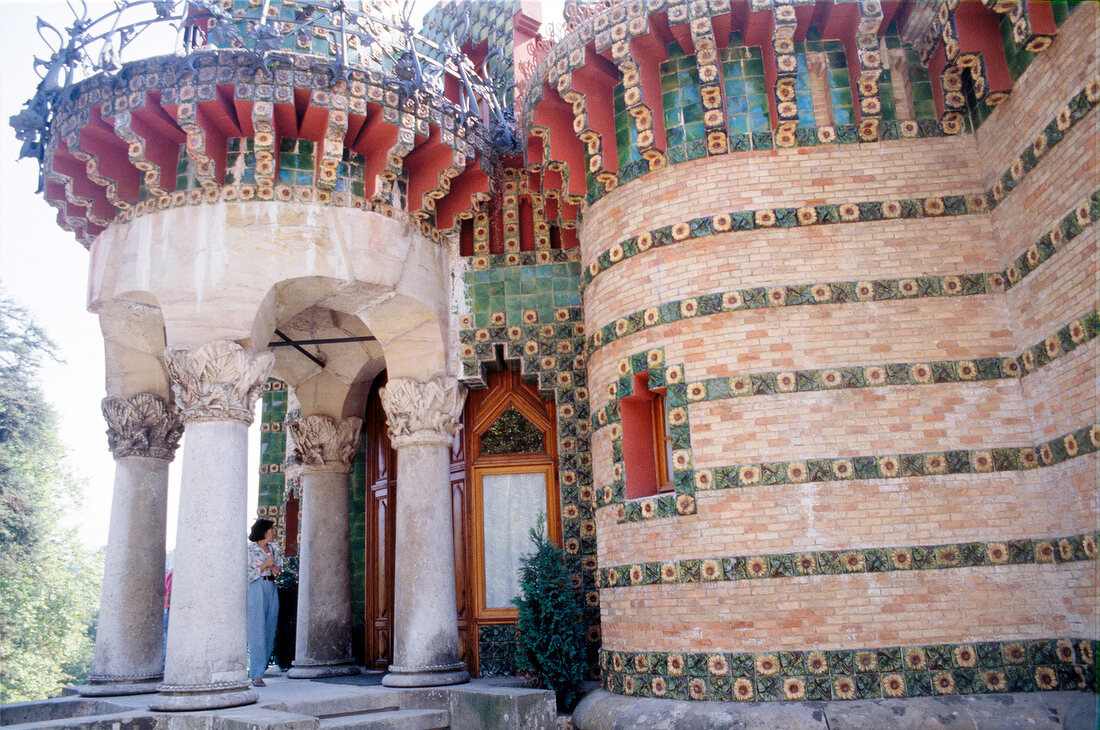 View of El Capricho de Gaudi in Spain